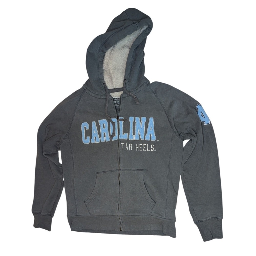 Campus Heritage Hoodie Womens L Gray UNC Tar Heels Zip Up Sherpa Lined Athletic